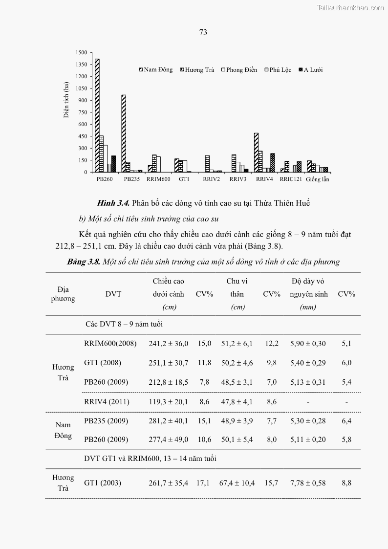 Luận án tiến sĩ khoa học cây trồng Nghiên cứu một số biện pháp kỹ thuật canh tác phù hợp cho cây cao su tiểu điền tại Thừa Thiên Huế - 8 Trang 87