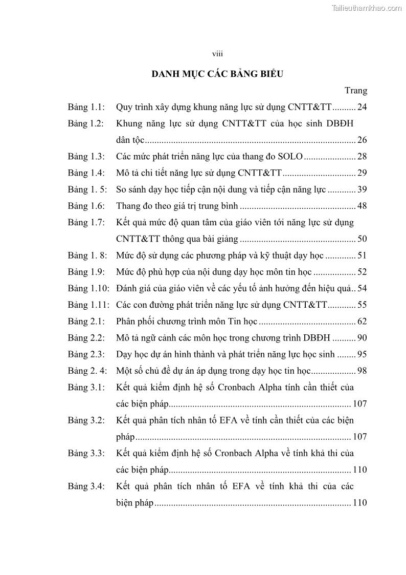 Luận án tiến sĩ khoa học giáo dục Phát triển năng lực sử dụng công nghệ thông tin và truyền thông trong dạy học Tin học cho học sinh dự bị Đại học Dân tộc - 1 Trang 10