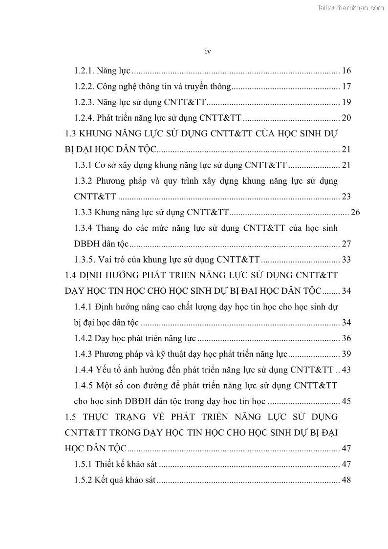 Luận án tiến sĩ khoa học giáo dục Phát triển năng lực sử dụng công nghệ thông tin và truyền thông trong dạy học Tin học cho học sinh dự bị Đại học Dân tộc - 1 Trang 6
