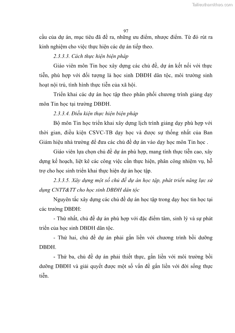 Luận án tiến sĩ khoa học giáo dục Phát triển năng lực sử dụng công nghệ thông tin và truyền thông trong dạy học Tin học cho học sinh dự bị Đại học Dân tộc - 10 Trang 109
