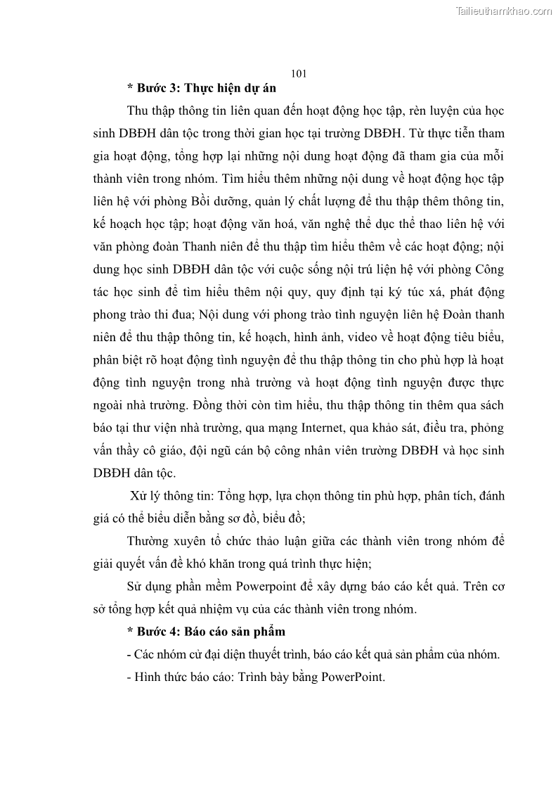 Luận án tiến sĩ khoa học giáo dục Phát triển năng lực sử dụng công nghệ thông tin và truyền thông trong dạy học Tin học cho học sinh dự bị Đại học Dân tộc - 10 Trang 113