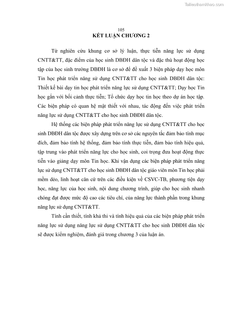 Luận án tiến sĩ khoa học giáo dục Phát triển năng lực sử dụng công nghệ thông tin và truyền thông trong dạy học Tin học cho học sinh dự bị Đại học Dân tộc - 10 Trang 117