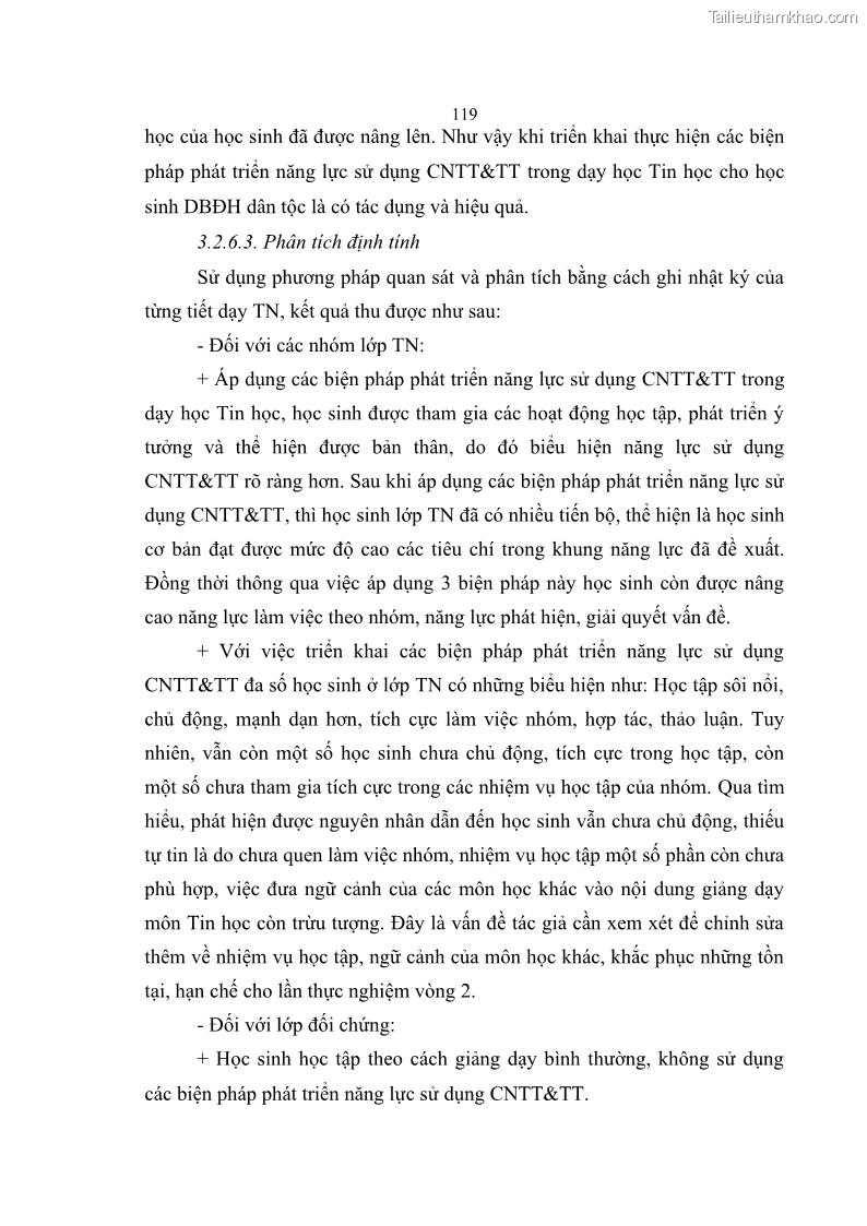 Luận án tiến sĩ khoa học giáo dục Phát triển năng lực sử dụng công nghệ thông tin và truyền thông trong dạy học Tin học cho học sinh dự bị Đại học Dân tộc - 11 Trang 131