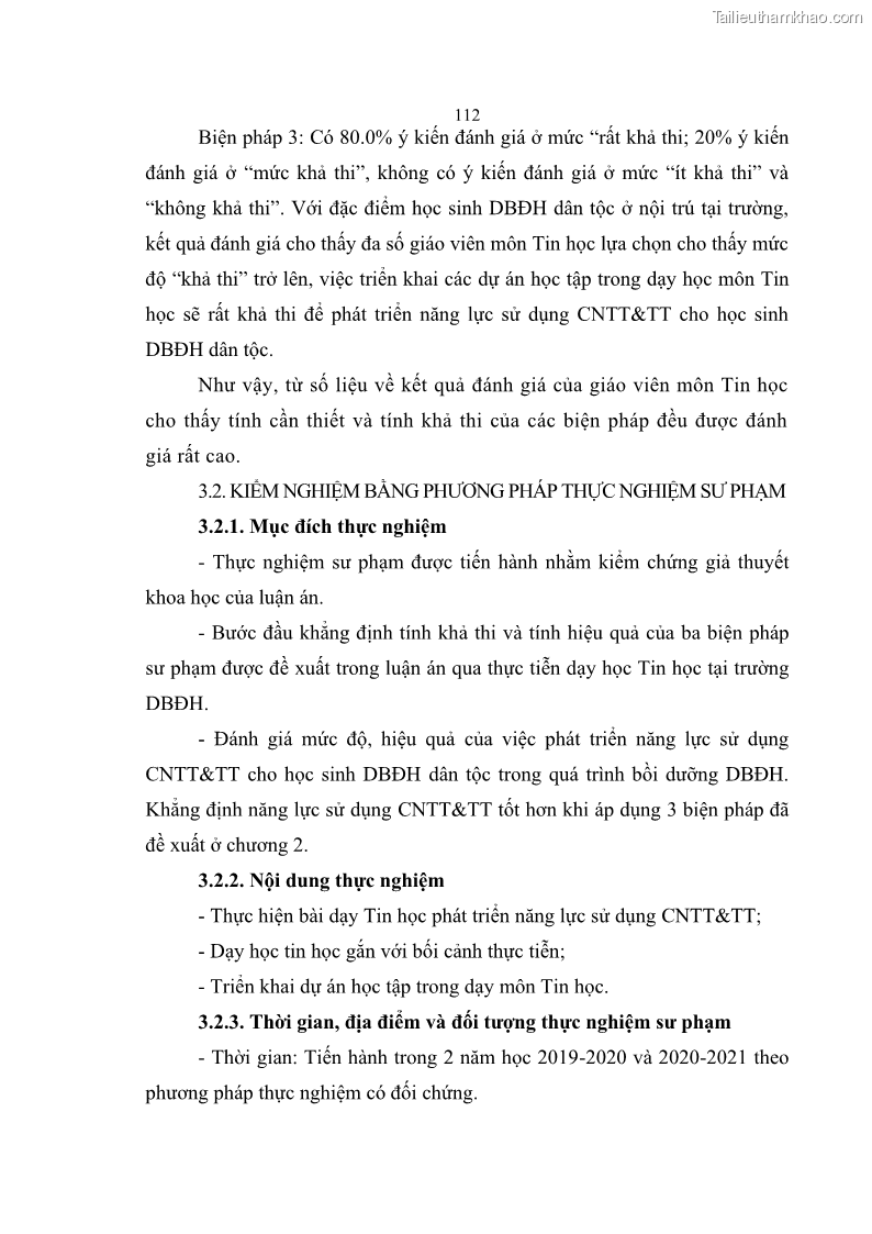Luận án tiến sĩ khoa học giáo dục Phát triển năng lực sử dụng công nghệ thông tin và truyền thông trong dạy học Tin học cho học sinh dự bị Đại học Dân tộc - 11 Trang 124