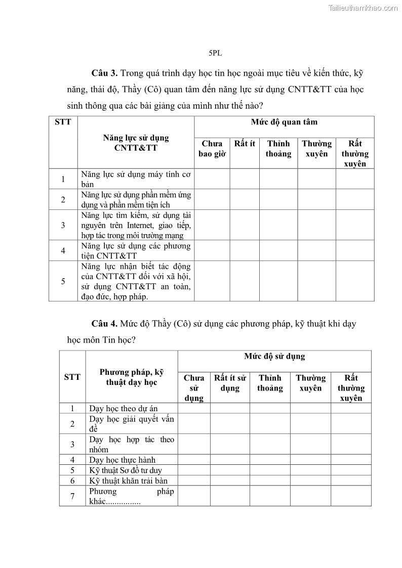 Luận án tiến sĩ khoa học giáo dục Phát triển năng lực sử dụng công nghệ thông tin và truyền thông trong dạy học Tin học cho học sinh dự bị Đại học Dân tộc - 14 Trang 157