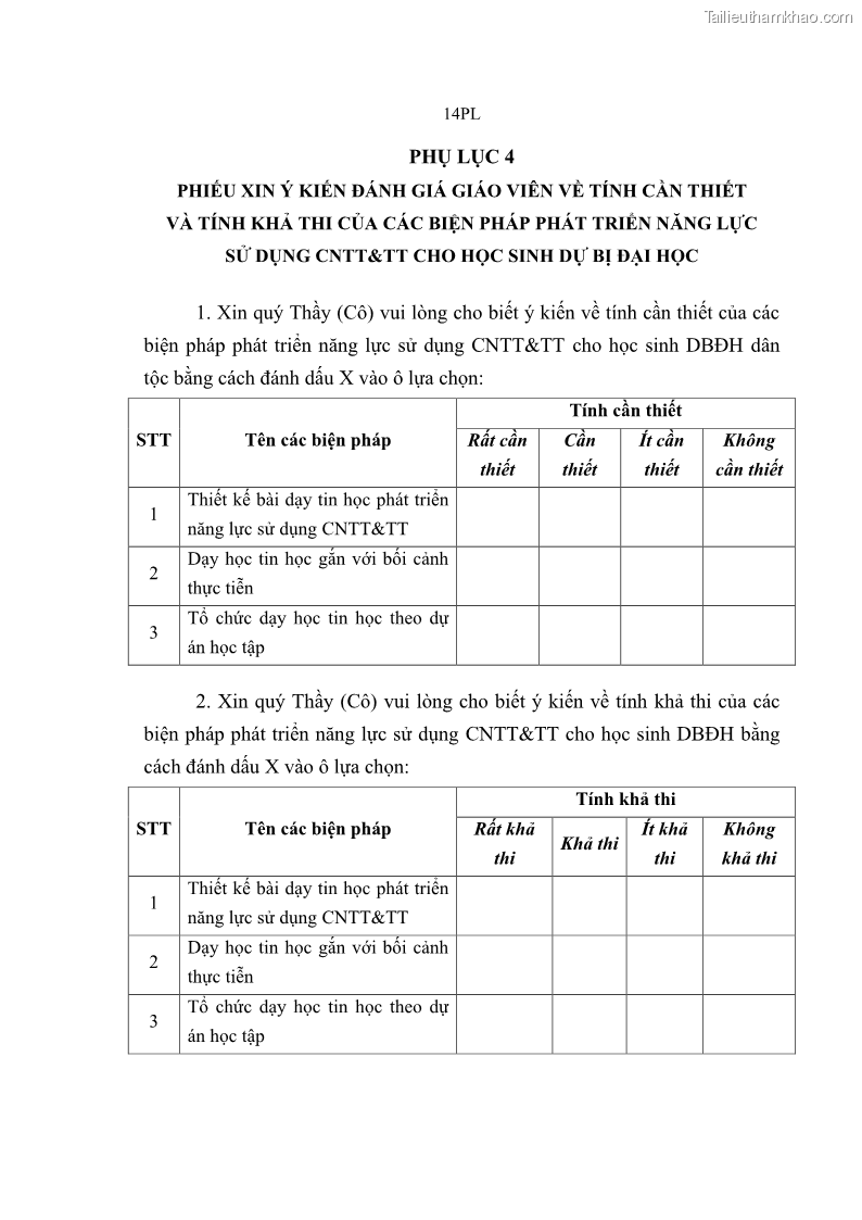 Luận án tiến sĩ khoa học giáo dục Phát triển năng lực sử dụng công nghệ thông tin và truyền thông trong dạy học Tin học cho học sinh dự bị Đại học Dân tộc - 14 Trang 166