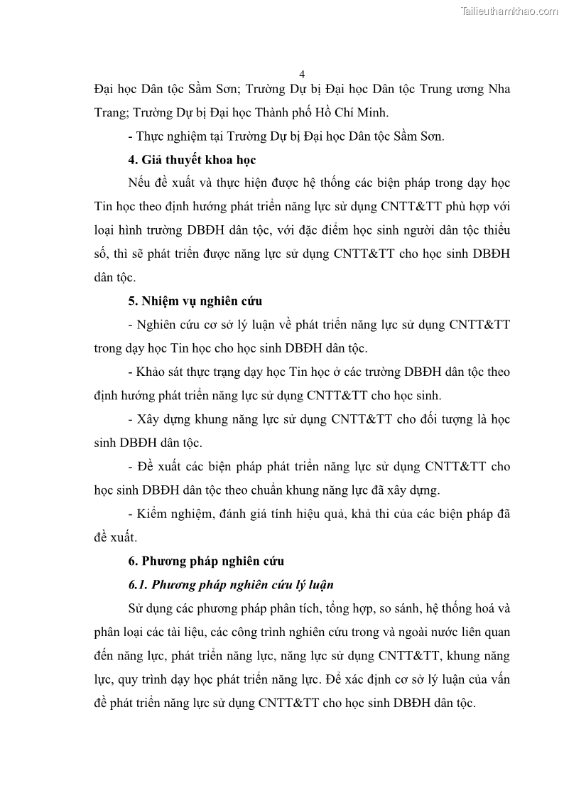 Luận án tiến sĩ khoa học giáo dục Phát triển năng lực sử dụng công nghệ thông tin và truyền thông trong dạy học Tin học cho học sinh dự bị Đại học Dân tộc - 2 Trang 16
