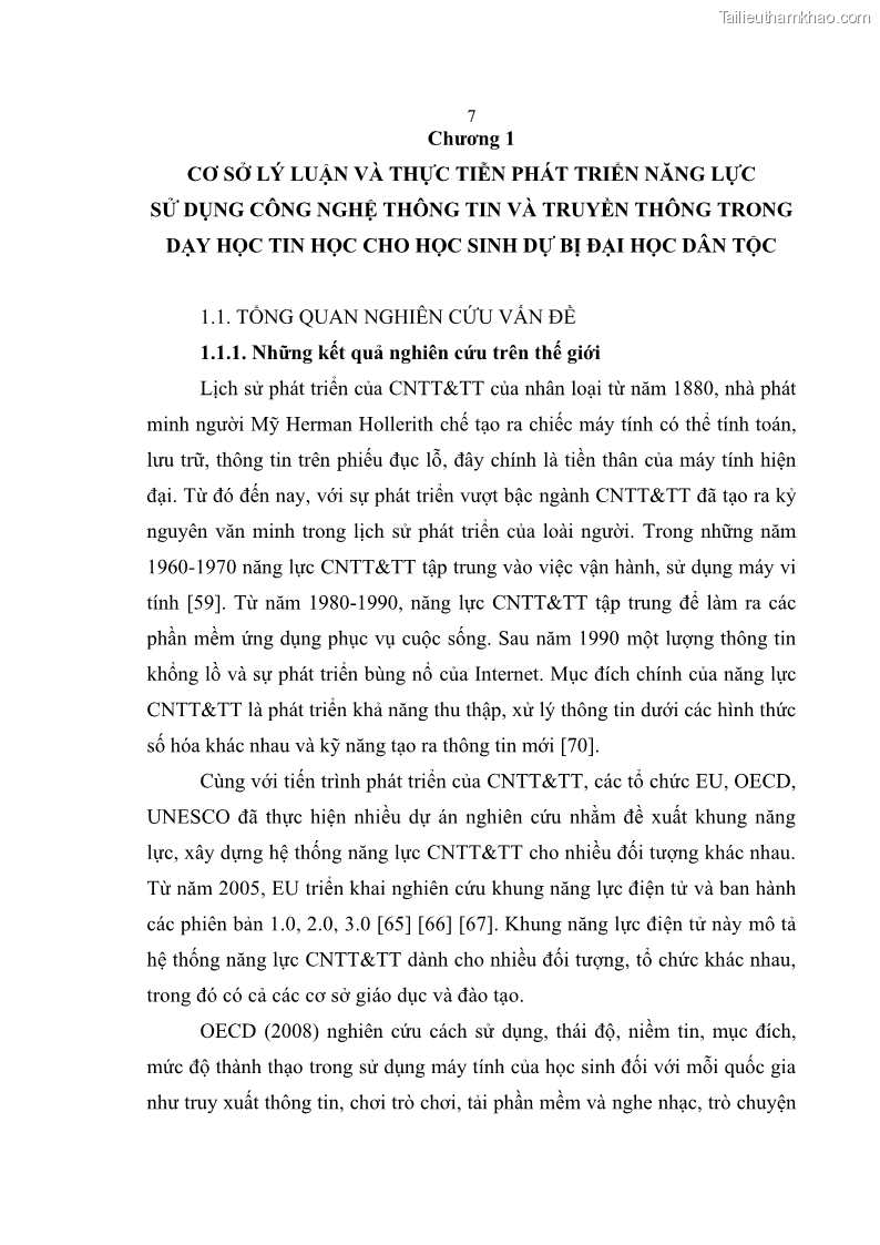 Luận án tiến sĩ khoa học giáo dục Phát triển năng lực sử dụng công nghệ thông tin và truyền thông trong dạy học Tin học cho học sinh dự bị Đại học Dân tộc - 2 Trang 19