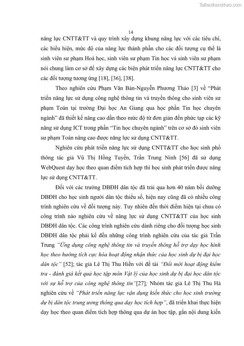 Luận án tiến sĩ khoa học giáo dục Phát triển năng lực sử dụng công nghệ thông tin và truyền thông trong dạy học Tin học cho học sinh dự bị Đại học Dân tộc - 3 Trang 26