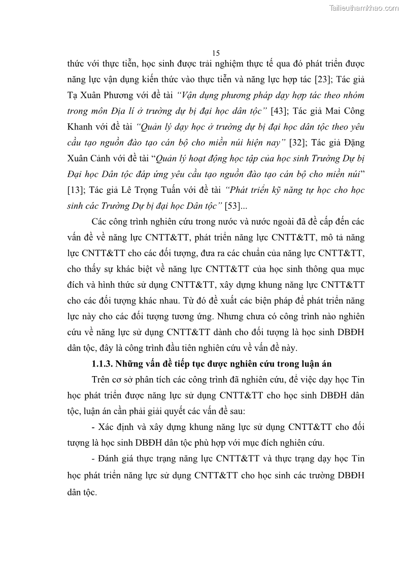 Luận án tiến sĩ khoa học giáo dục Phát triển năng lực sử dụng công nghệ thông tin và truyền thông trong dạy học Tin học cho học sinh dự bị Đại học Dân tộc - 3 Trang 27