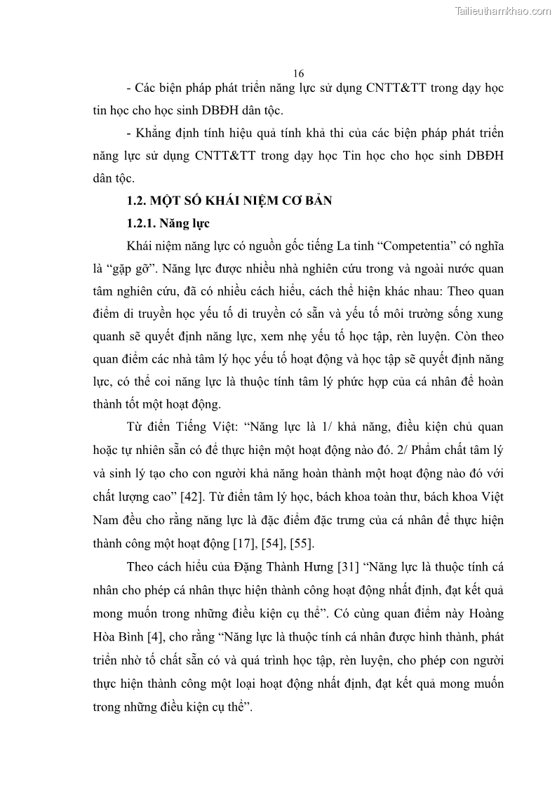 Luận án tiến sĩ khoa học giáo dục Phát triển năng lực sử dụng công nghệ thông tin và truyền thông trong dạy học Tin học cho học sinh dự bị Đại học Dân tộc - 3 Trang 28