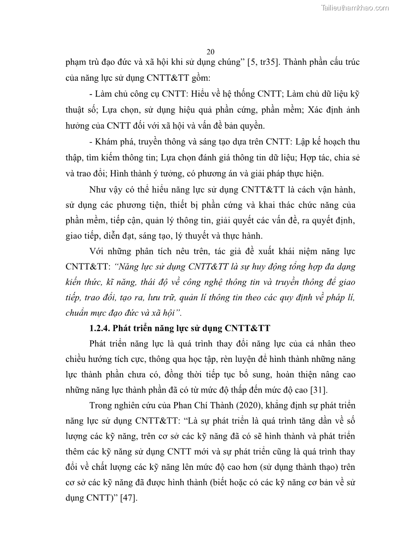 Luận án tiến sĩ khoa học giáo dục Phát triển năng lực sử dụng công nghệ thông tin và truyền thông trong dạy học Tin học cho học sinh dự bị Đại học Dân tộc - 3 Trang 32
