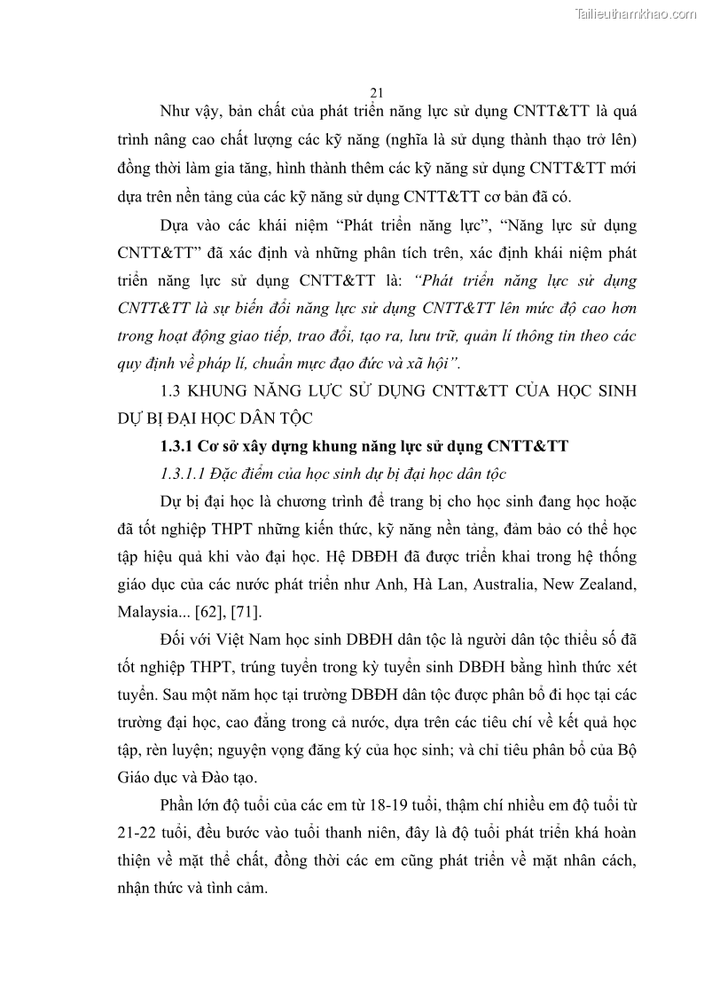 Luận án tiến sĩ khoa học giáo dục Phát triển năng lực sử dụng công nghệ thông tin và truyền thông trong dạy học Tin học cho học sinh dự bị Đại học Dân tộc - 3 Trang 33