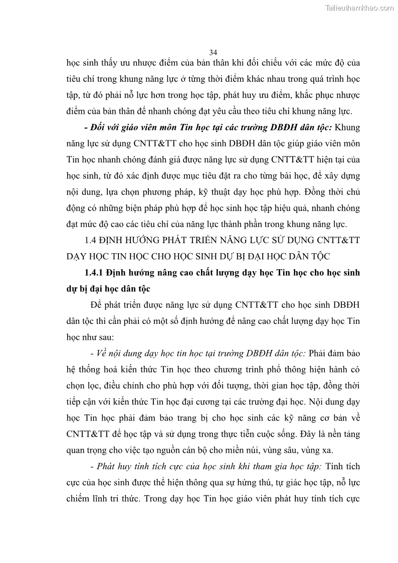 Luận án tiến sĩ khoa học giáo dục Phát triển năng lực sử dụng công nghệ thông tin và truyền thông trong dạy học Tin học cho học sinh dự bị Đại học Dân tộc - 4 Trang 46