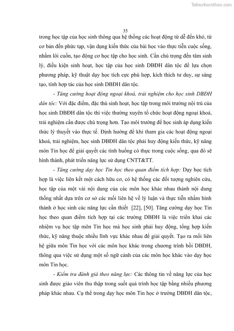 Luận án tiến sĩ khoa học giáo dục Phát triển năng lực sử dụng công nghệ thông tin và truyền thông trong dạy học Tin học cho học sinh dự bị Đại học Dân tộc - 4 Trang 47