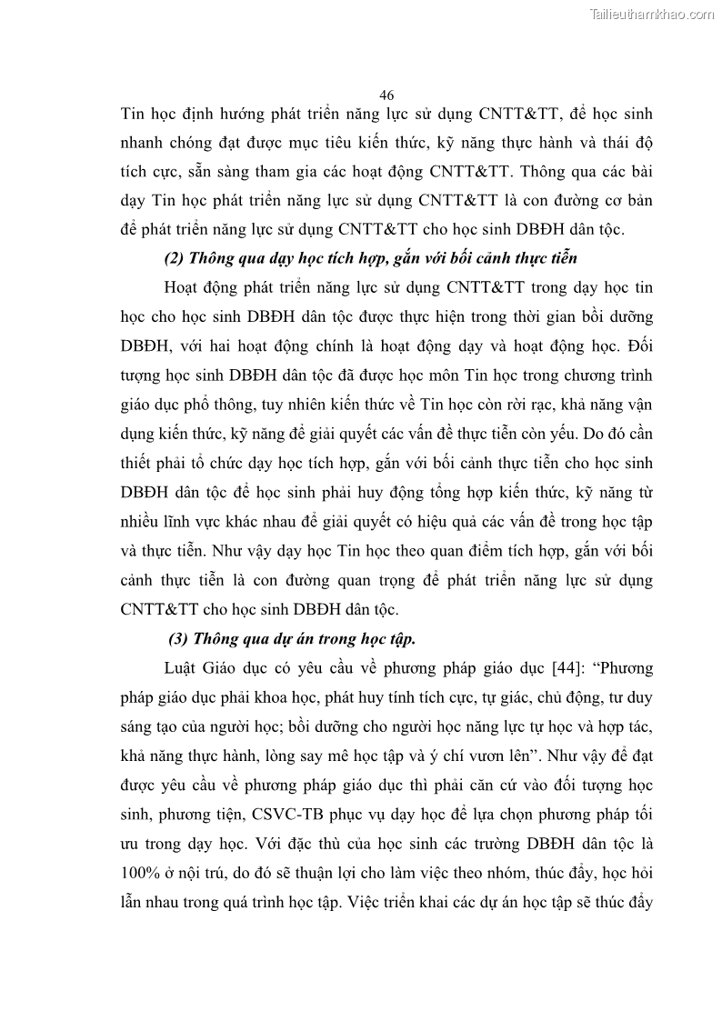 Luận án tiến sĩ khoa học giáo dục Phát triển năng lực sử dụng công nghệ thông tin và truyền thông trong dạy học Tin học cho học sinh dự bị Đại học Dân tộc - 5 Trang 58