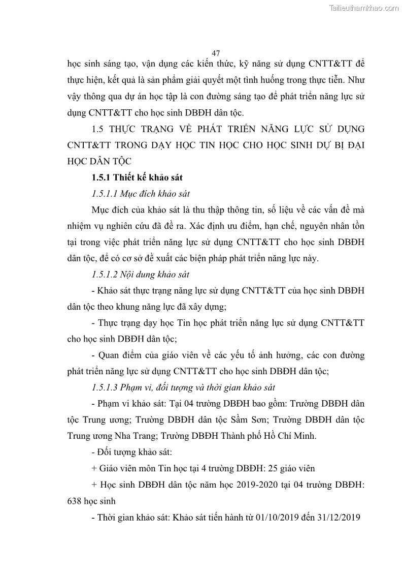 Luận án tiến sĩ khoa học giáo dục Phát triển năng lực sử dụng công nghệ thông tin và truyền thông trong dạy học Tin học cho học sinh dự bị Đại học Dân tộc - 5 Trang 59