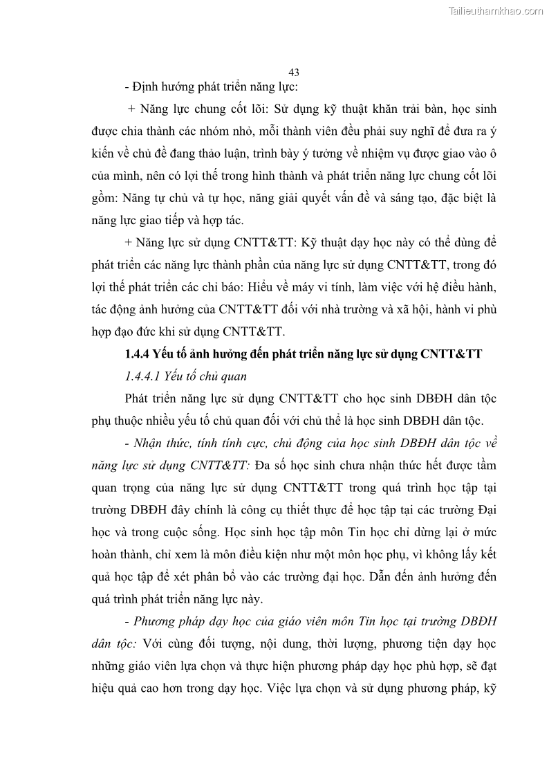 Luận án tiến sĩ khoa học giáo dục Phát triển năng lực sử dụng công nghệ thông tin và truyền thông trong dạy học Tin học cho học sinh dự bị Đại học Dân tộc - 5 Trang 55
