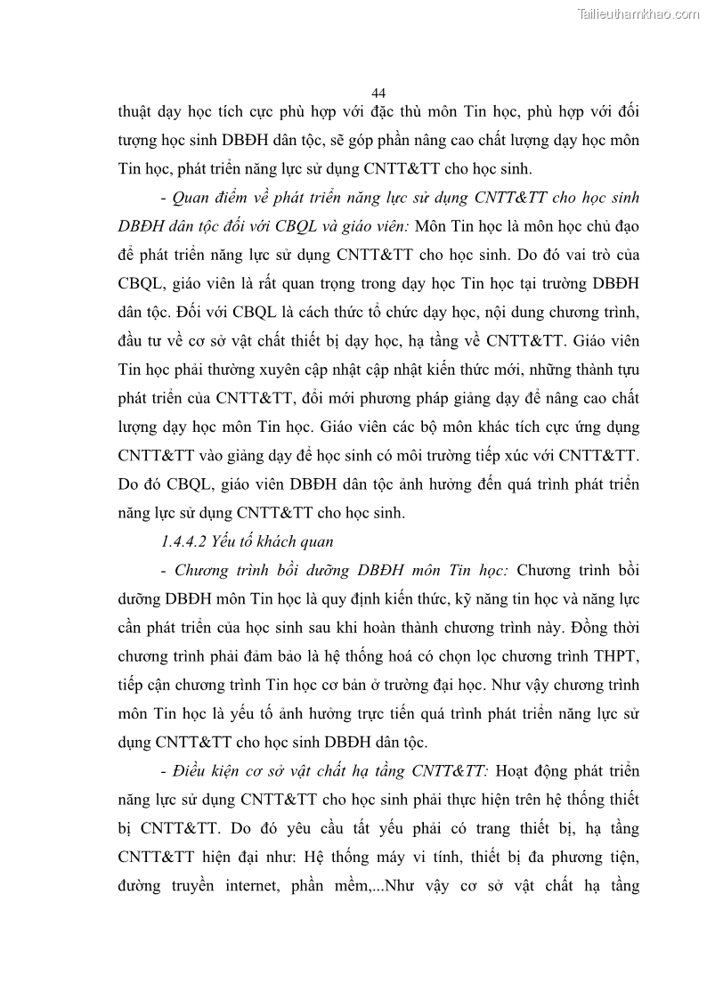 Luận án tiến sĩ khoa học giáo dục Phát triển năng lực sử dụng công nghệ thông tin và truyền thông trong dạy học Tin học cho học sinh dự bị Đại học Dân tộc - 5 Trang 56