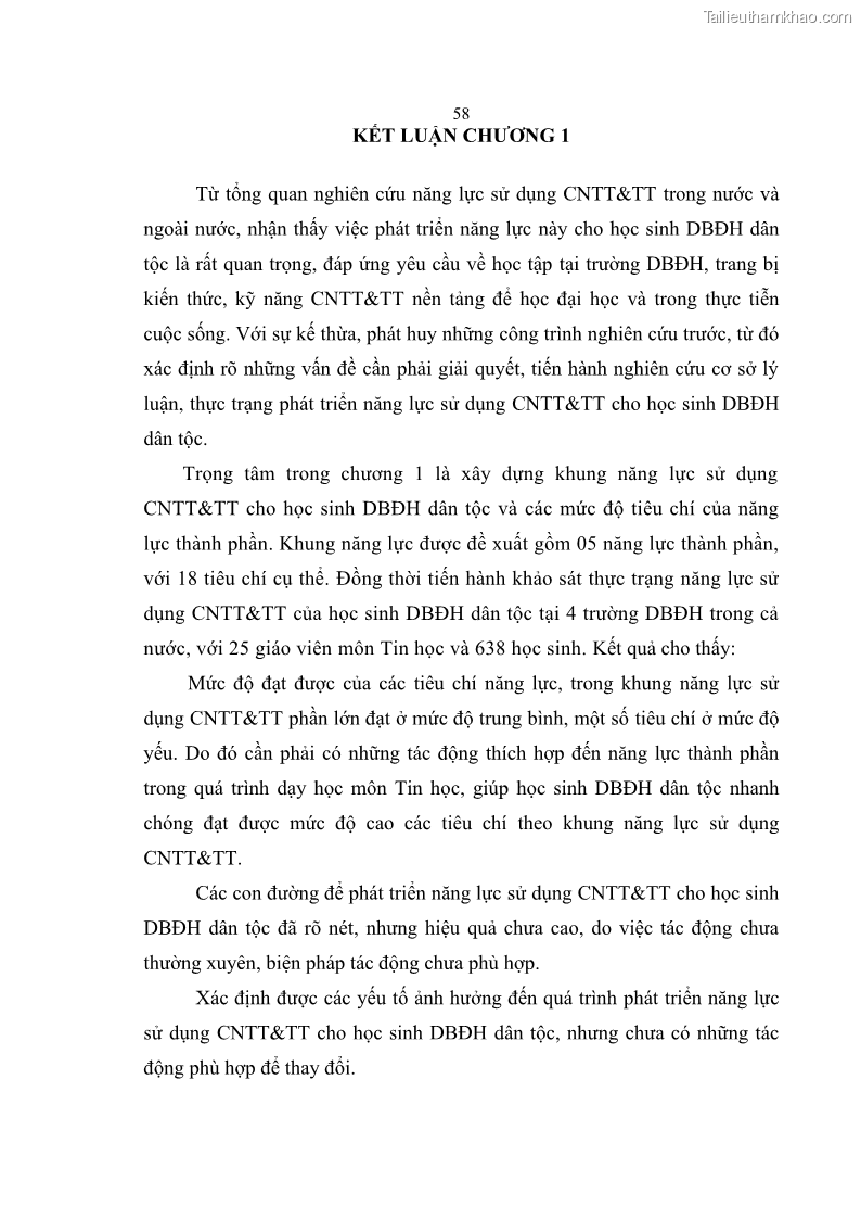 Luận án tiến sĩ khoa học giáo dục Phát triển năng lực sử dụng công nghệ thông tin và truyền thông trong dạy học Tin học cho học sinh dự bị Đại học Dân tộc - 6 Trang 70