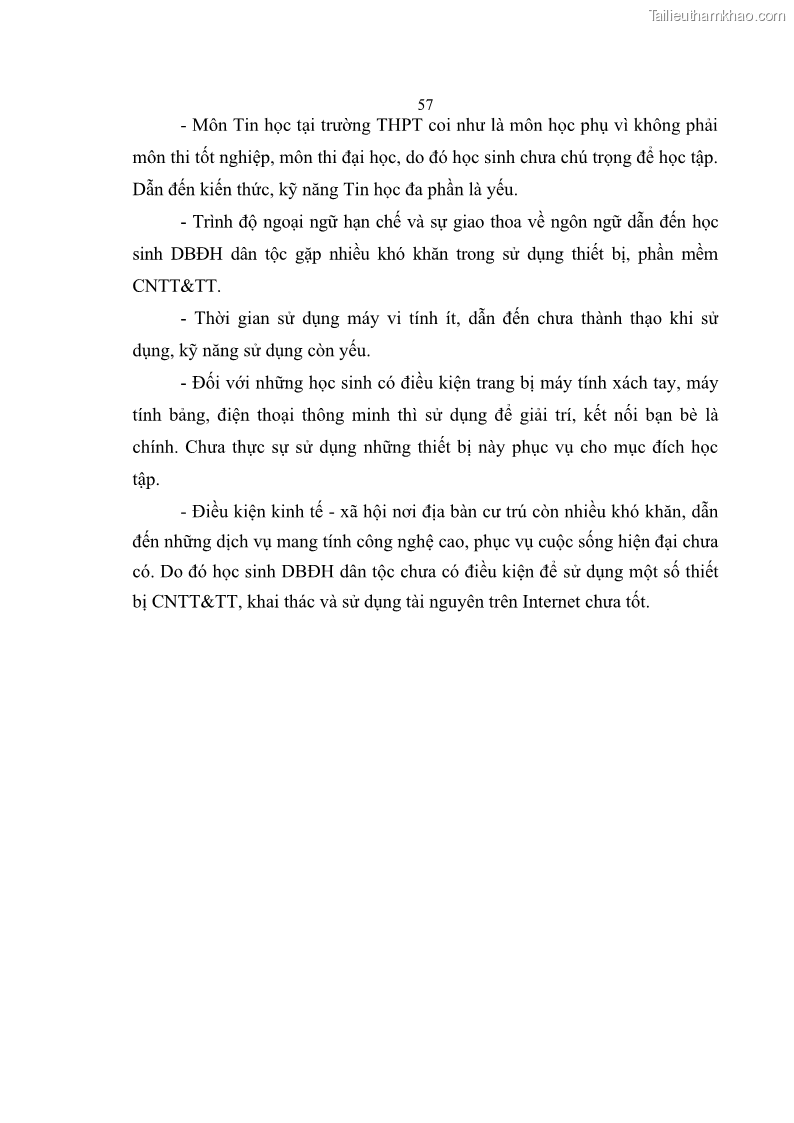 Luận án tiến sĩ khoa học giáo dục Phát triển năng lực sử dụng công nghệ thông tin và truyền thông trong dạy học Tin học cho học sinh dự bị Đại học Dân tộc - 6 Trang 69