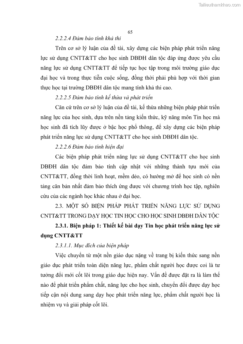 Luận án tiến sĩ khoa học giáo dục Phát triển năng lực sử dụng công nghệ thông tin và truyền thông trong dạy học Tin học cho học sinh dự bị Đại học Dân tộc - 7 Trang 77