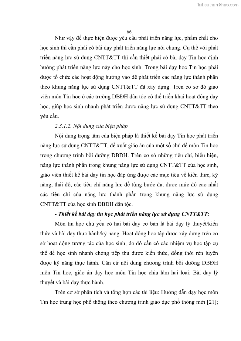 Luận án tiến sĩ khoa học giáo dục Phát triển năng lực sử dụng công nghệ thông tin và truyền thông trong dạy học Tin học cho học sinh dự bị Đại học Dân tộc - 7 Trang 78