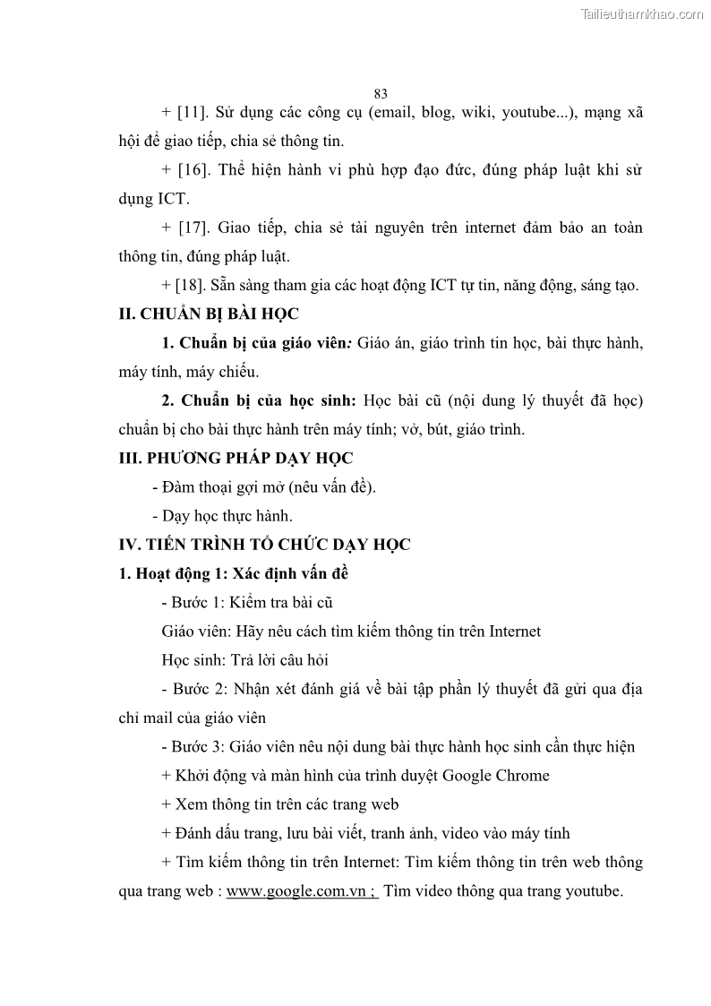 Luận án tiến sĩ khoa học giáo dục Phát triển năng lực sử dụng công nghệ thông tin và truyền thông trong dạy học Tin học cho học sinh dự bị Đại học Dân tộc - 8 Trang 95