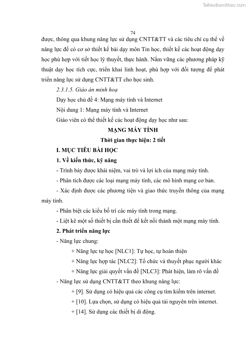 Luận án tiến sĩ khoa học giáo dục Phát triển năng lực sử dụng công nghệ thông tin và truyền thông trong dạy học Tin học cho học sinh dự bị Đại học Dân tộc - 8 Trang 86