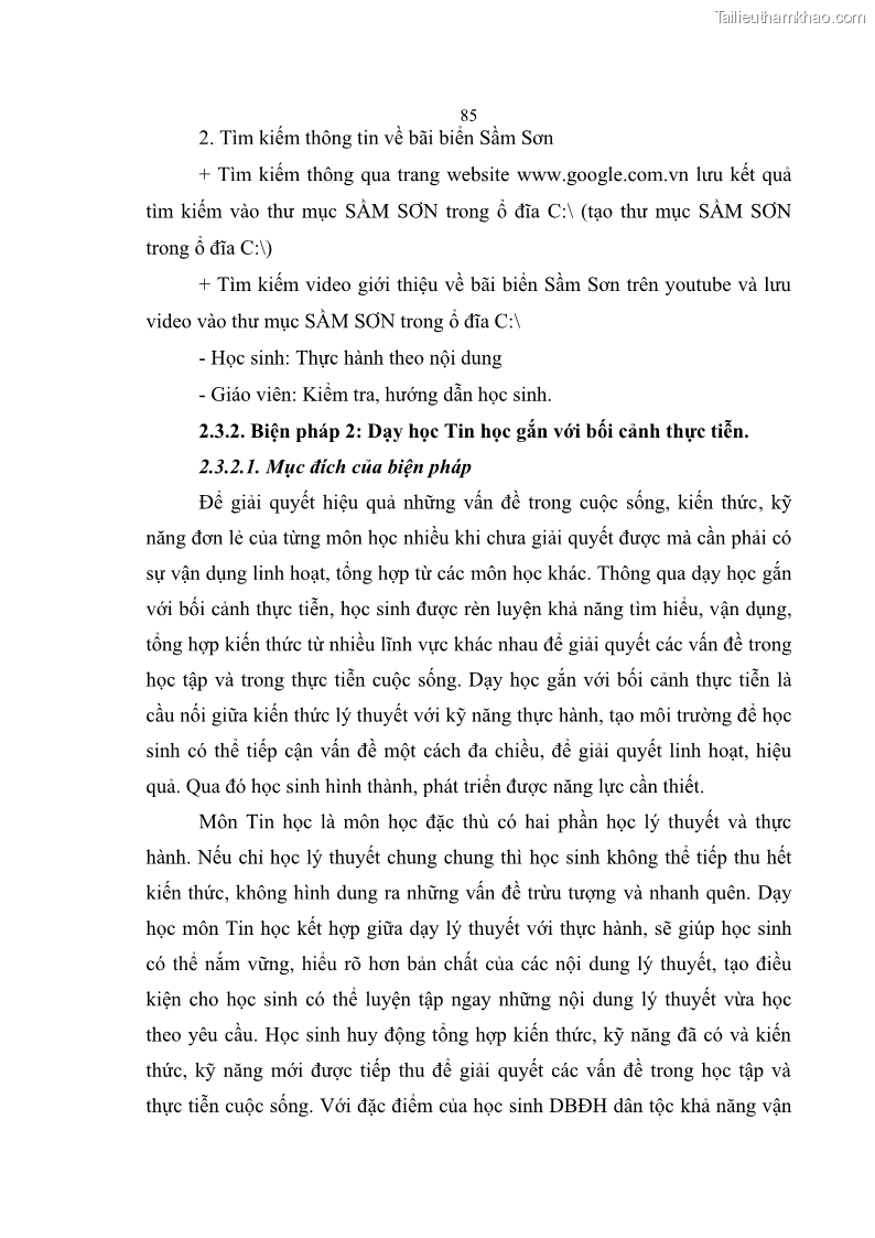 Luận án tiến sĩ khoa học giáo dục Phát triển năng lực sử dụng công nghệ thông tin và truyền thông trong dạy học Tin học cho học sinh dự bị Đại học Dân tộc - 9 Trang 97
