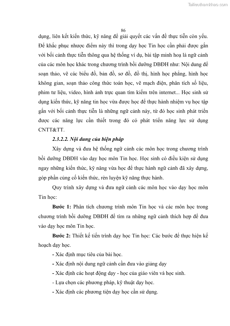 Luận án tiến sĩ khoa học giáo dục Phát triển năng lực sử dụng công nghệ thông tin và truyền thông trong dạy học Tin học cho học sinh dự bị Đại học Dân tộc - 9 Trang 98