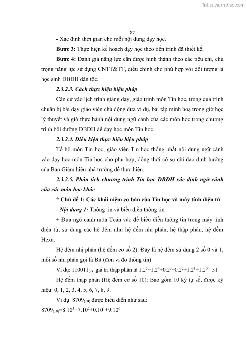 Luận án tiến sĩ khoa học giáo dục Phát triển năng lực sử dụng công nghệ thông tin và truyền thông trong dạy học Tin học cho học sinh dự bị Đại học Dân tộc - 9 Trang 99
