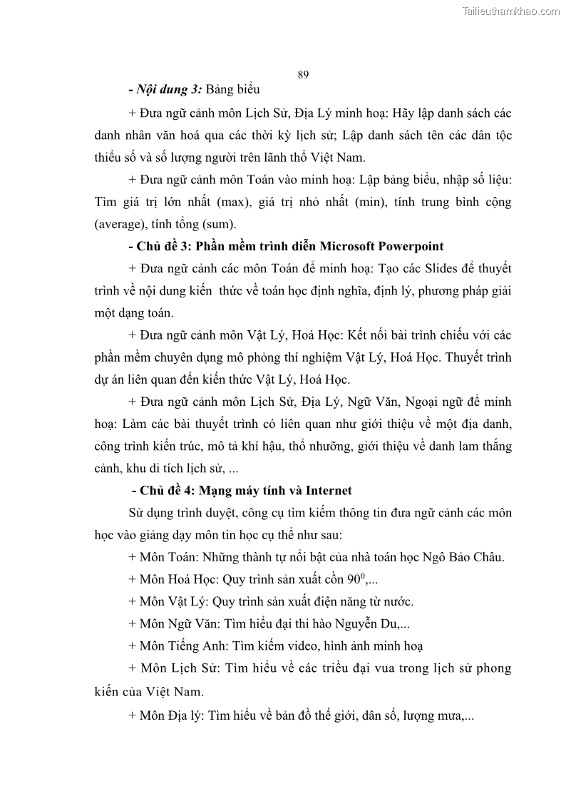 Luận án tiến sĩ khoa học giáo dục Phát triển năng lực sử dụng công nghệ thông tin và truyền thông trong dạy học Tin học cho học sinh dự bị Đại học Dân tộc - 9 Trang 101