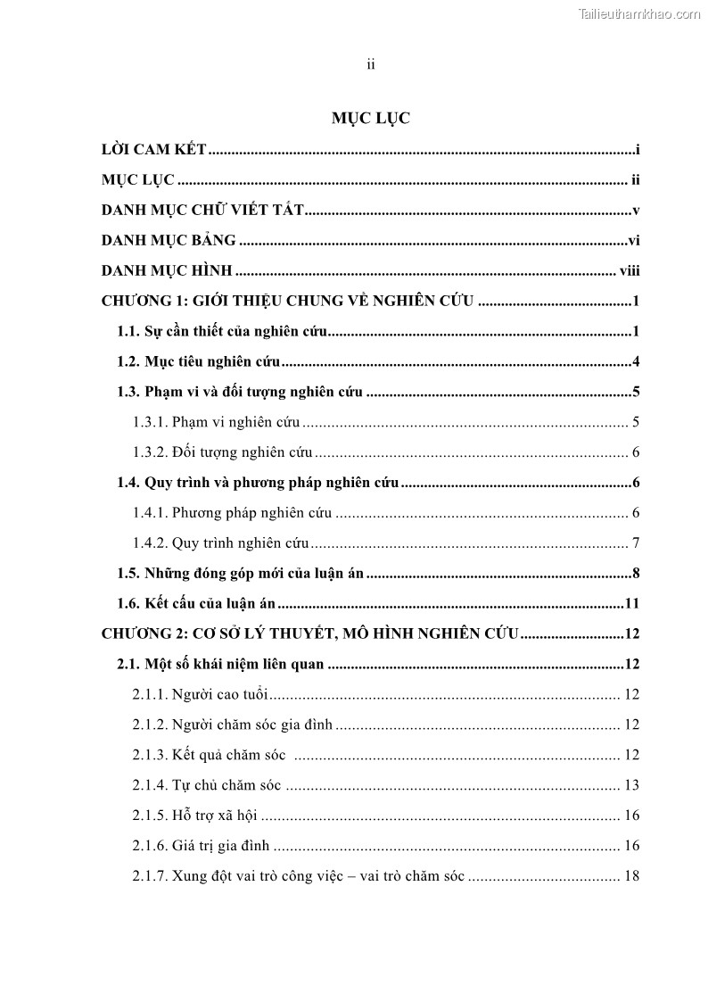 Luận án tiến sĩ kinh tế Ảnh hưởng của giá trị gia đình và hỗ trợ xã hội tới tự chủ chăm sóc người cao tuổi tại gia đình - 1 Trang 4
