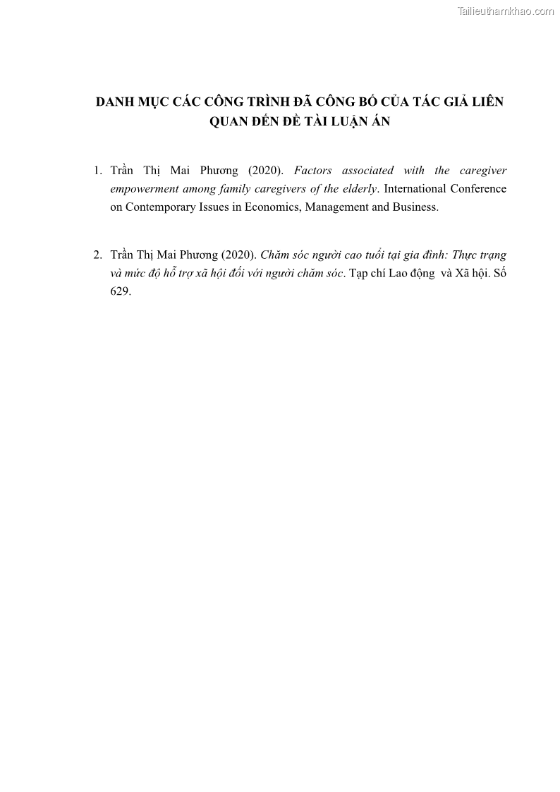 Luận án tiến sĩ kinh tế Ảnh hưởng của giá trị gia đình và hỗ trợ xã hội tới tự chủ chăm sóc người cao tuổi tại gia đình - 10 Trang 118