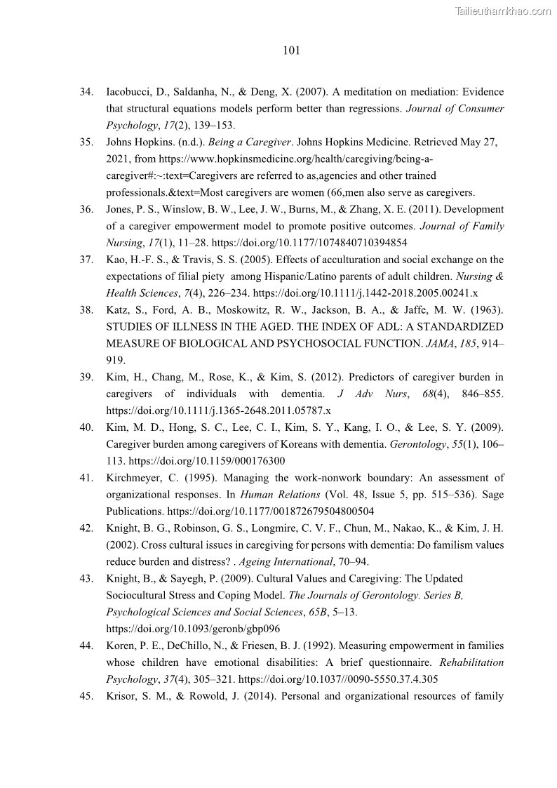 Luận án tiến sĩ kinh tế Ảnh hưởng của giá trị gia đình và hỗ trợ xã hội tới tự chủ chăm sóc người cao tuổi tại gia đình - 10 Trang 111