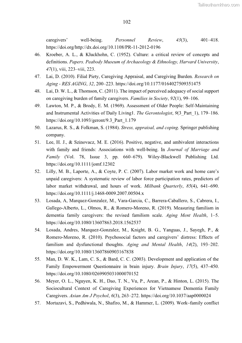 Luận án tiến sĩ kinh tế Ảnh hưởng của giá trị gia đình và hỗ trợ xã hội tới tự chủ chăm sóc người cao tuổi tại gia đình - 10 Trang 112