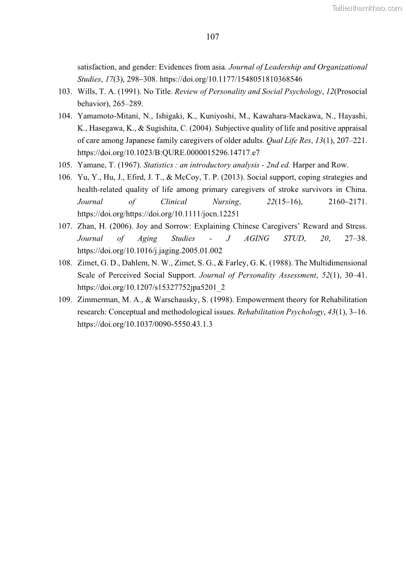 Luận án tiến sĩ kinh tế Ảnh hưởng của giá trị gia đình và hỗ trợ xã hội tới tự chủ chăm sóc người cao tuổi tại gia đình - 10 Trang 117