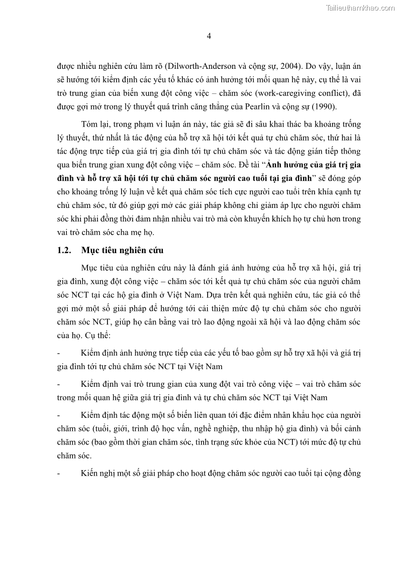 Luận án tiến sĩ kinh tế Ảnh hưởng của giá trị gia đình và hỗ trợ xã hội tới tự chủ chăm sóc người cao tuổi tại gia đình - 2 Trang 14