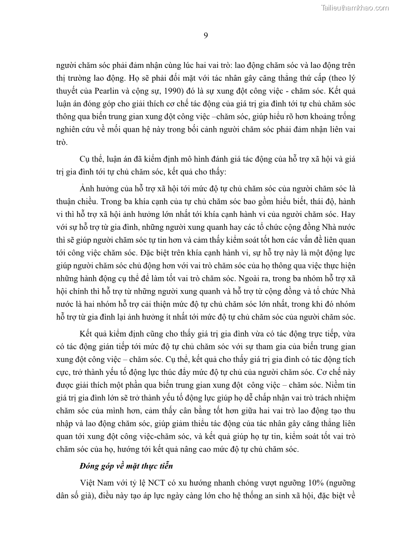 Luận án tiến sĩ kinh tế Ảnh hưởng của giá trị gia đình và hỗ trợ xã hội tới tự chủ chăm sóc người cao tuổi tại gia đình - 2 Trang 19