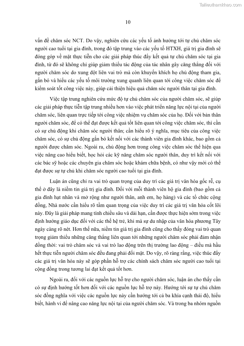 Luận án tiến sĩ kinh tế Ảnh hưởng của giá trị gia đình và hỗ trợ xã hội tới tự chủ chăm sóc người cao tuổi tại gia đình - 2 Trang 20