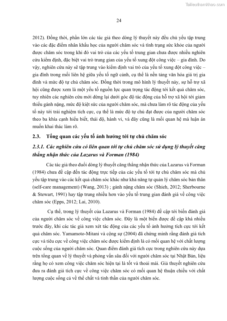 Luận án tiến sĩ kinh tế Ảnh hưởng của giá trị gia đình và hỗ trợ xã hội tới tự chủ chăm sóc người cao tuổi tại gia đình - 3 Trang 34
