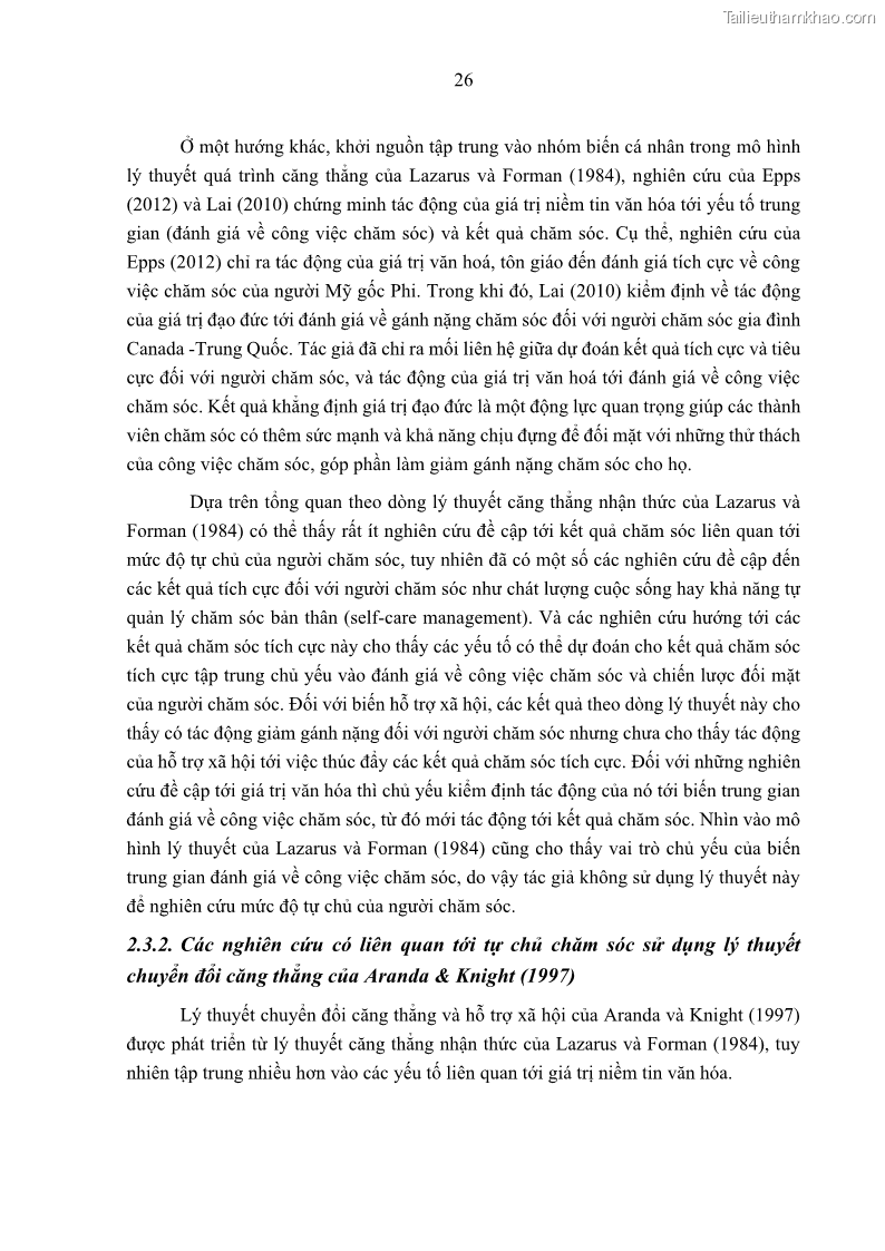 Luận án tiến sĩ kinh tế Ảnh hưởng của giá trị gia đình và hỗ trợ xã hội tới tự chủ chăm sóc người cao tuổi tại gia đình - 3 Trang 36