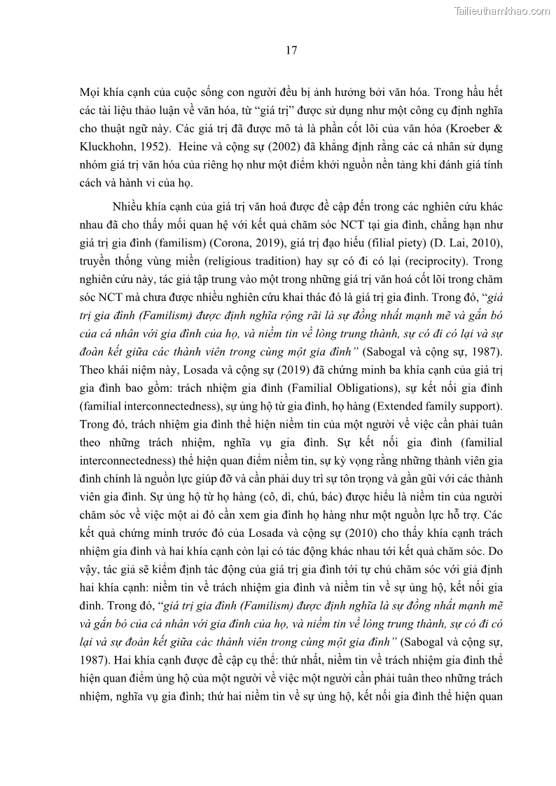 Luận án tiến sĩ kinh tế Ảnh hưởng của giá trị gia đình và hỗ trợ xã hội tới tự chủ chăm sóc người cao tuổi tại gia đình - 3 Trang 27