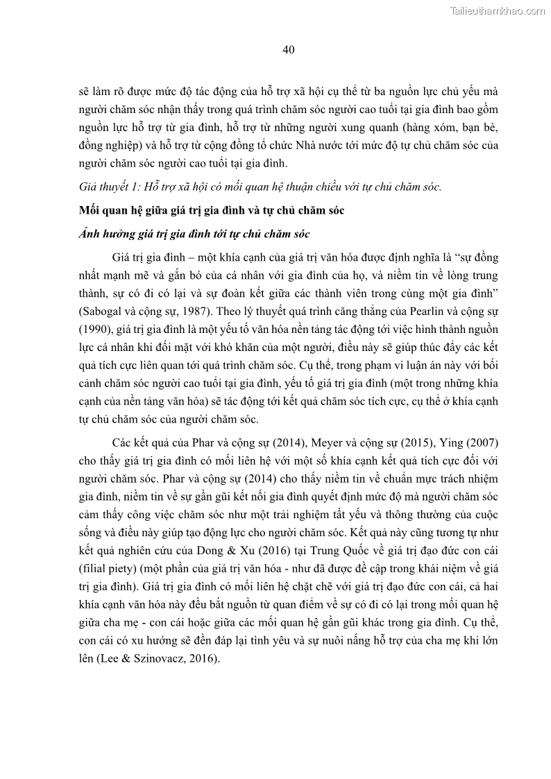 Luận án tiến sĩ kinh tế Ảnh hưởng của giá trị gia đình và hỗ trợ xã hội tới tự chủ chăm sóc người cao tuổi tại gia đình - 5 Trang 50
