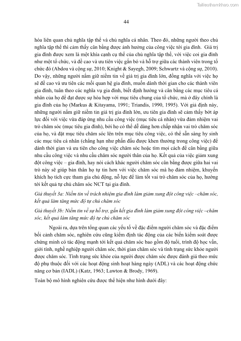 Luận án tiến sĩ kinh tế Ảnh hưởng của giá trị gia đình và hỗ trợ xã hội tới tự chủ chăm sóc người cao tuổi tại gia đình - 5 Trang 54