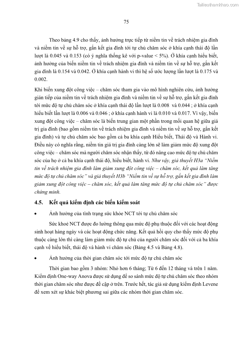 Luận án tiến sĩ kinh tế Ảnh hưởng của giá trị gia đình và hỗ trợ xã hội tới tự chủ chăm sóc người cao tuổi tại gia đình - 8 Trang 85