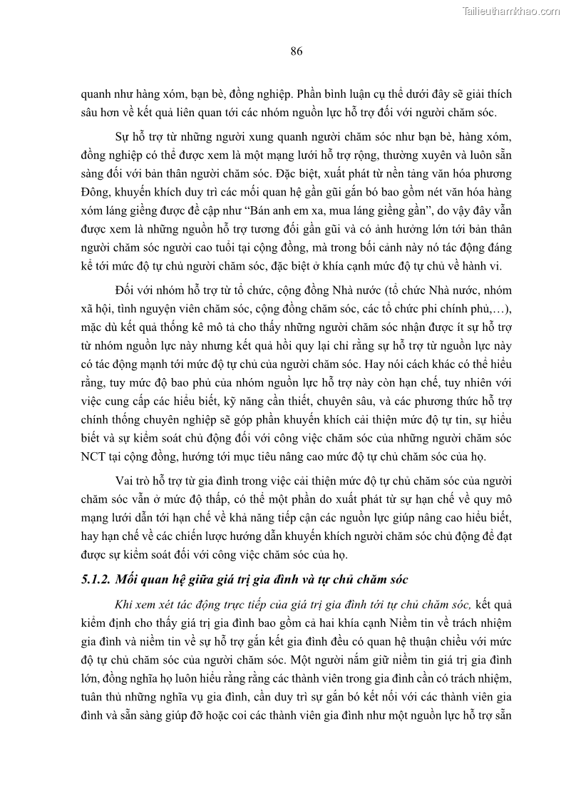 Luận án tiến sĩ kinh tế Ảnh hưởng của giá trị gia đình và hỗ trợ xã hội tới tự chủ chăm sóc người cao tuổi tại gia đình - 8 Trang 96