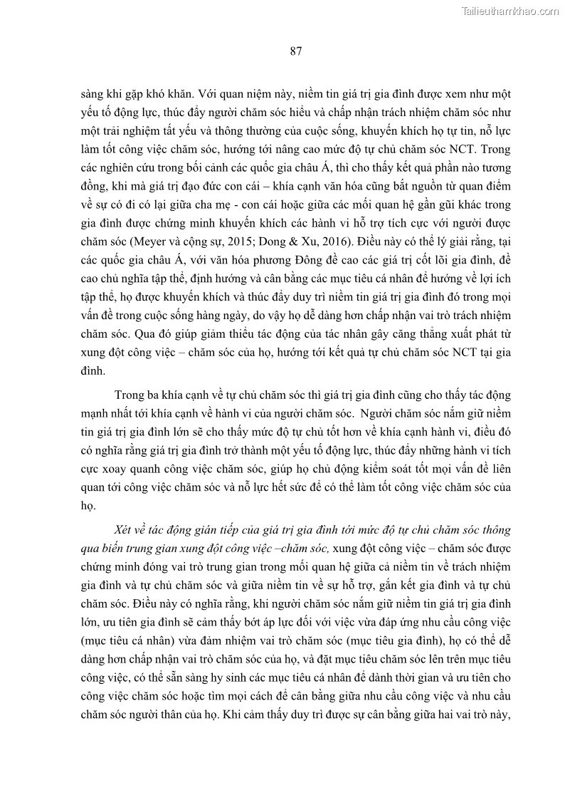 Luận án tiến sĩ kinh tế Ảnh hưởng của giá trị gia đình và hỗ trợ xã hội tới tự chủ chăm sóc người cao tuổi tại gia đình - 9 Trang 97