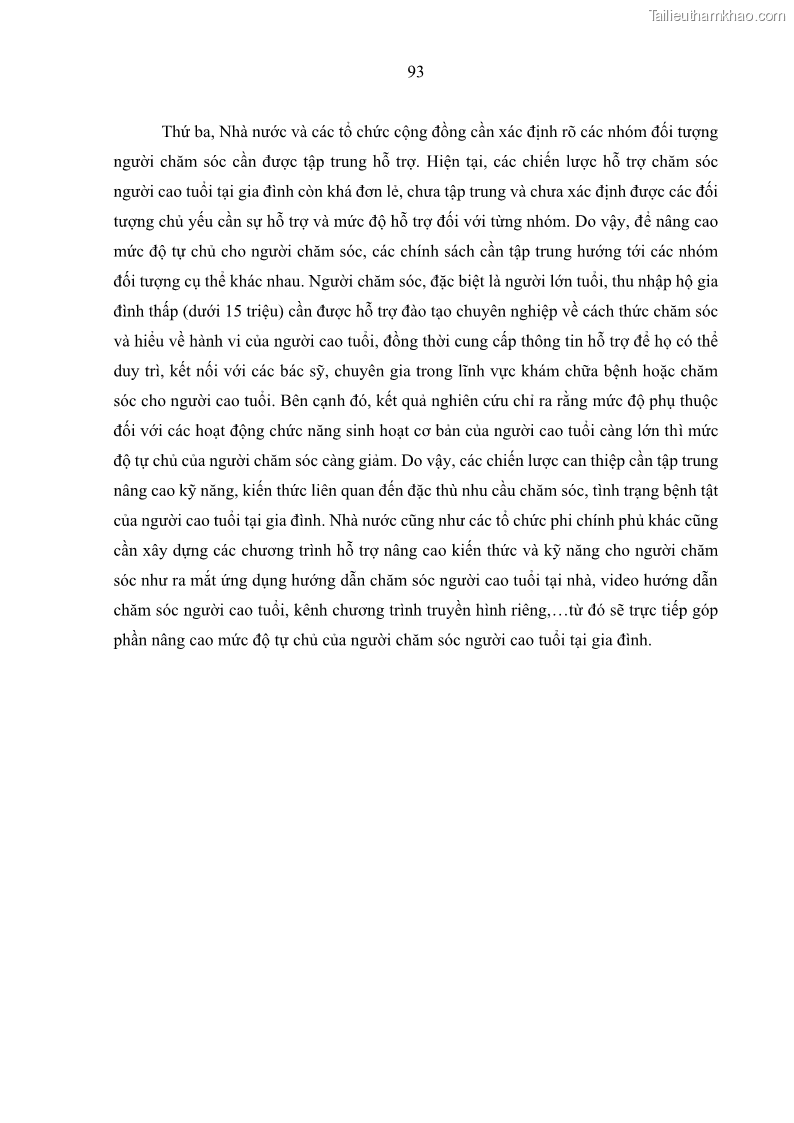Luận án tiến sĩ kinh tế Ảnh hưởng của giá trị gia đình và hỗ trợ xã hội tới tự chủ chăm sóc người cao tuổi tại gia đình - 9 Trang 103